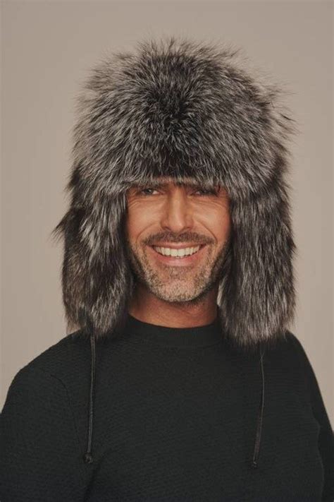 Mens Silver Fox Fur Hat Konopka
