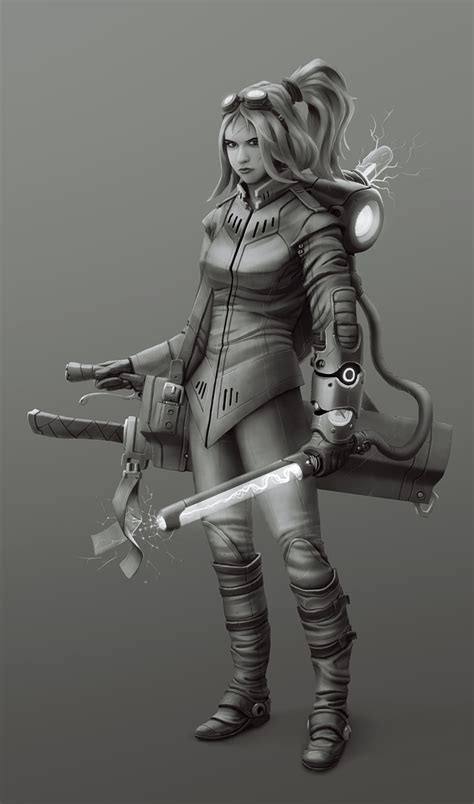 Scifi Steampunk Magic Girl 2 Greyscale By Stman On Deviantart