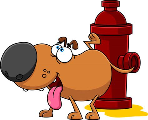 Cartoon Of A Dog Peeing On Fire Hydrant Illustrations Royalty Free