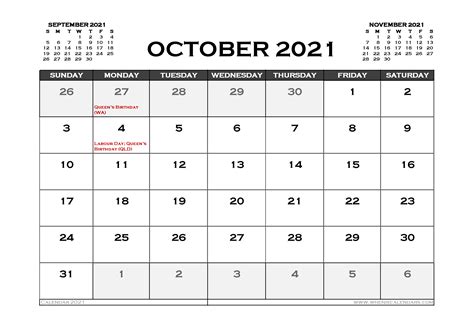 October 2021 Printable Calendar With Holidays Printable Word Searches