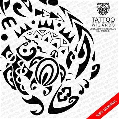 Maori Shark And Turtle Vector Tattoo Template Stencil