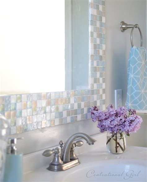 Small mirror glass tiles 65 3/8 hand cut mosaic small tiles, perfect for mosaic or decorative use. DIY: Mosaic Tile Bathroom Mirror | Centsational Style