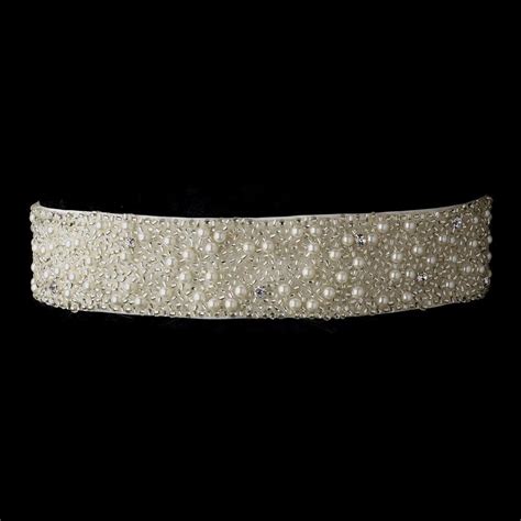 Pearl Crystals Glass Bead Wedding Sash Bridal Belt Beaded Sash Belt