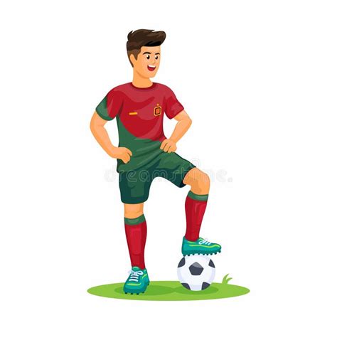 Portugal Soccer Athlete Wear National Team Jersey Cartoon Illustration