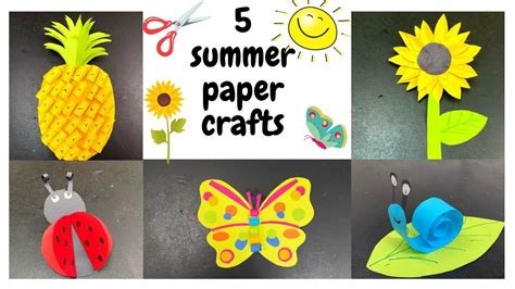 5 Easy Summer Paper Crafts For Kids Summer Break Crafts For Kids
