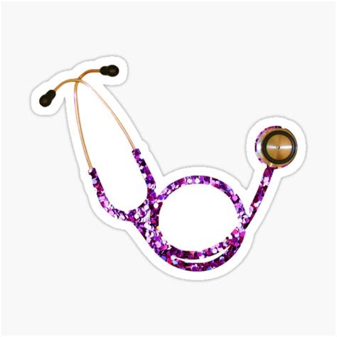 Pink Glitter Stethoscope Sticker For Sale By Valliesunshine Redbubble