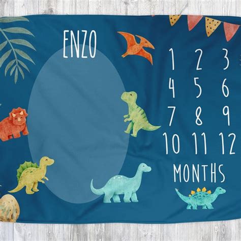 Dinosaur Milestone Baby Blanket Dinosaurbaby Shower T Etsy