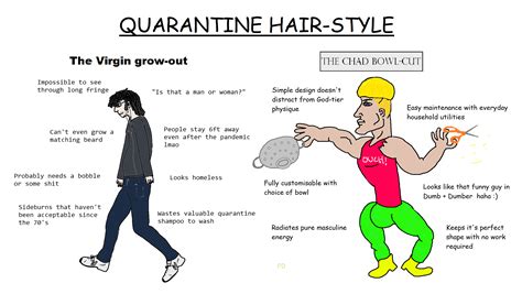 virgin grow out hair vs chad bowl cut r virginvschad