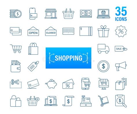 Shopping Set Icon For Web Design E Commerce Discount Coupon Business