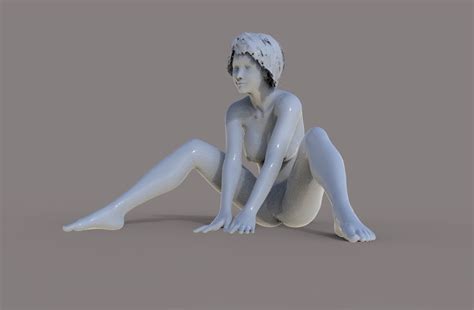 STL File Nude Female Girl Sitting Spreading Legs Sexy PoseTemplate To