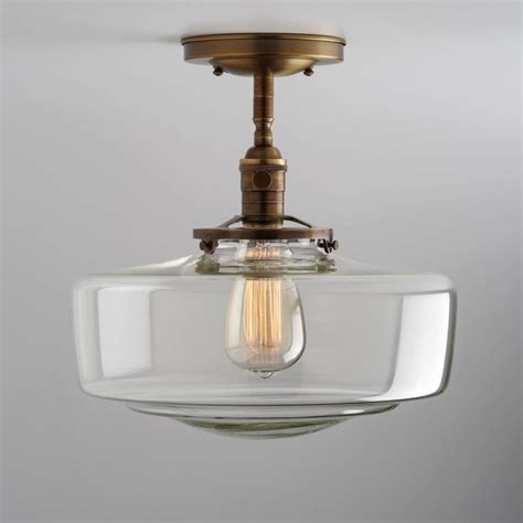 Flush mounted ceiling fixtures are also available in elaborate chandelier designs and layered variants that are perfect for large spaces such as ballrooms. Schoolhouse Large Clear Glass Shade Flush Mount or Semi ...
