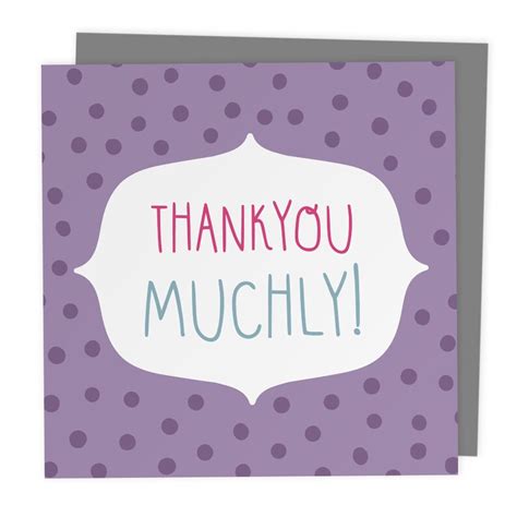 Thankyou Muchly Purple Polkadot Thank You Greeting Card Etsy