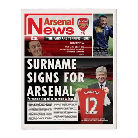 Explore more like newspaper articles about football. Personalised Arsenal FC Newspaper | Love My Gifts