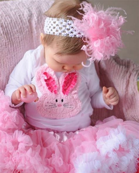 Chenille Bunny Ears Pink And White Easter Shirt Outfit Set