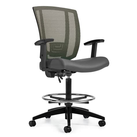 Avro Upholstered Seat And Mesh Back Drafting Stool With Arms Offices
