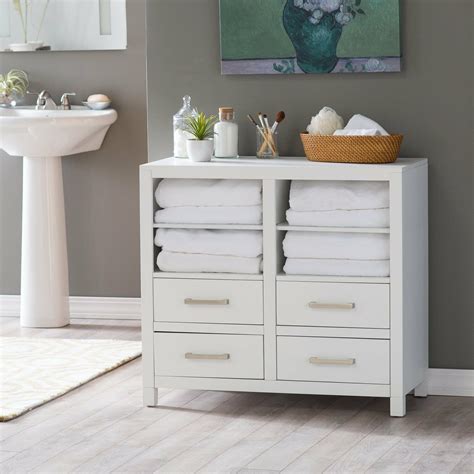 Bathroom storage chest gives you plenty of storage for bathroom accessories in its bins and. Classic White Freestanding Bathroom Storage Cabinet For ...