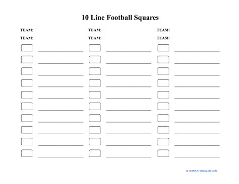 10 Line Football Squares Template Download Printable Pdf Templateroller