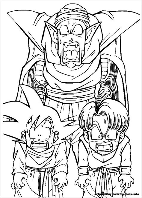 Dragon ball z characters coloring pages. Piccolo , Songoten and Trunks - Dragon Ball Z Kids Coloring Pages