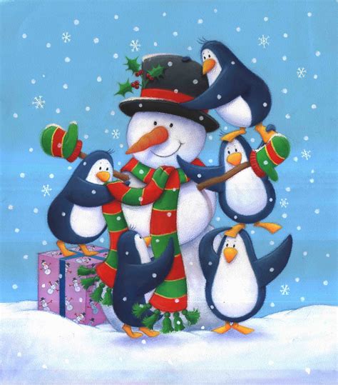 Penguins Christmas Paintings Christmas Drawing Christmas Illustration