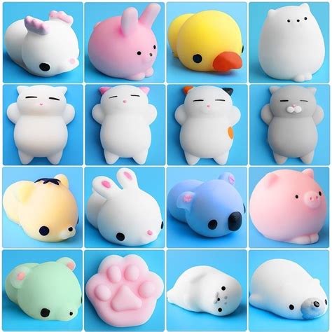 Mini Squishies Outee 16 Pcs Mochi Squishy Toys Squeeze Stress Toys