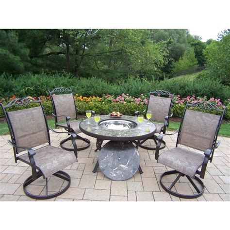 Oakland Living Stone Art 5 Piece Black Frame Patio Set In The Patio