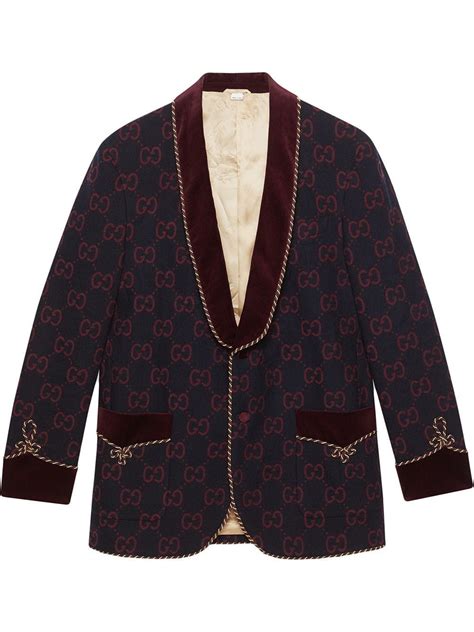 Gucci Gg Motif Wool Flannel Blazer In Gg Flannel Modesens