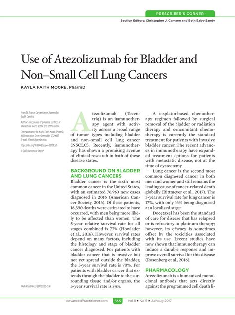 Pdf Use Of Atezolizumab For Bladder And Nonsmall Cell Lung Cancers