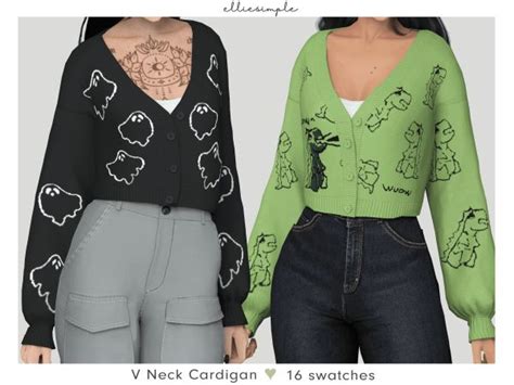 Elliesimple V Neck Cardigan The Sims 4 Download In