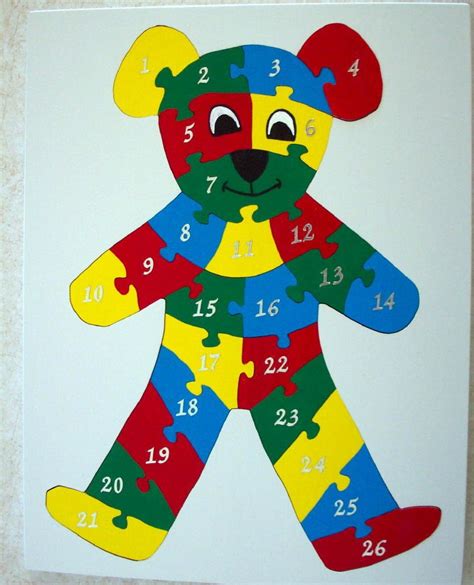 Childrens Wood Teddy Bear Number Puzzle