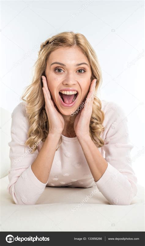 Excited Blonde Woman Stock Photo By ©dmitrypoch 133956266