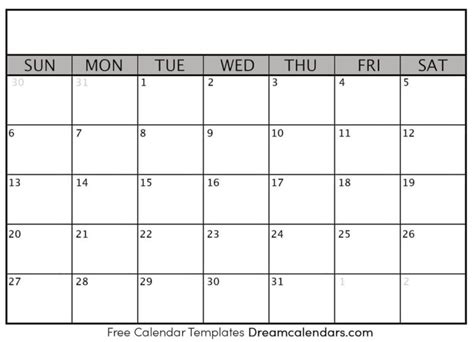 Printable Blank Calendar Dream Calendars In Blank One Month Calendar