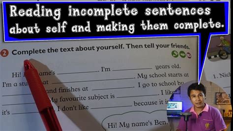 Reading Incomplete Sentences About Self And Making Them Complete