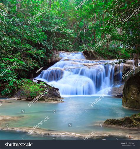Deep Forest Waterfall Erawan Waterfall National Stock Photo Edit Now