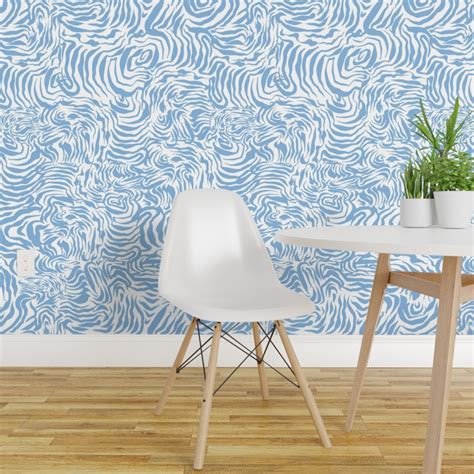 Peel And Stick Wallpaper 2ft Wide Cornflower Blue Nautical Abstract Lines