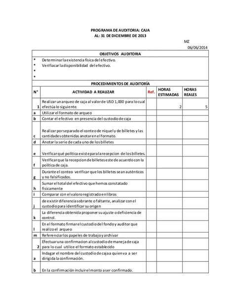 Ejemplo De Programa De Auditoria Images