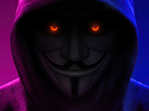 X Anonymous With Orange Eyes X Resolution Wallpaper Hd