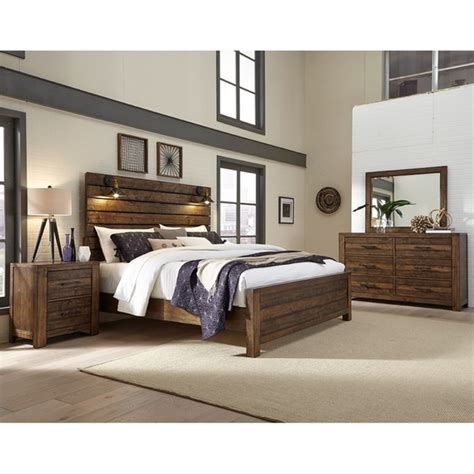 Find a great selection of bedroom sets at nfm! Shop Dajono Rustic Brown Finish 6-Piece Bedroom Set-King ...