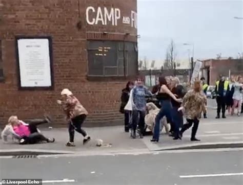 Shocking Moment Women Fight On The Street Outside Liverpool Nightclub
