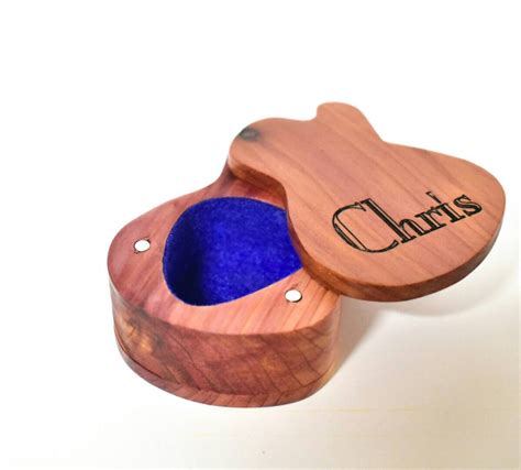 Personalized Wooden Guitar Pick Box Electric Guitar Pick Box Etsy