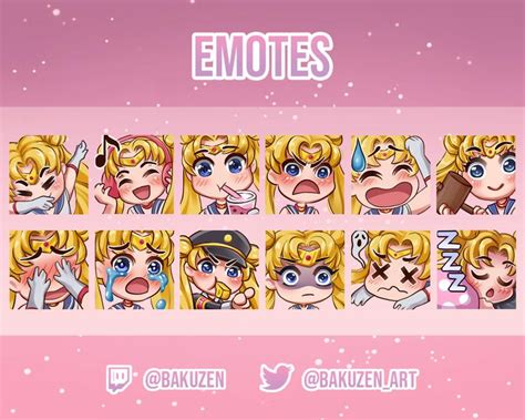 12 Assorted Sailor Moon Emotes For Twitch Discord Cute Etsy Sailor