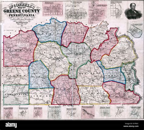 Map Of Greene County Pennsylvania Circa Stock Photo Alamy