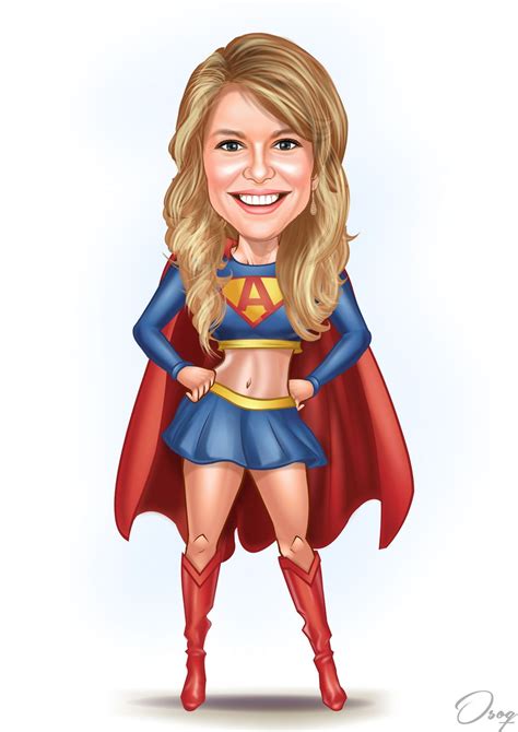 Superwoman Cartoon Caricature From Photo Caricature Personalized