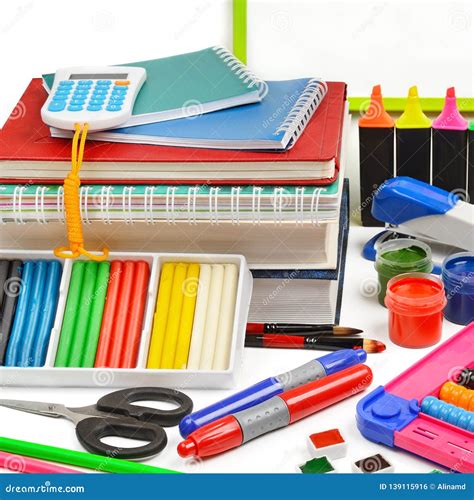 School And Office Supplies Isolated On A White Background Stock Photo
