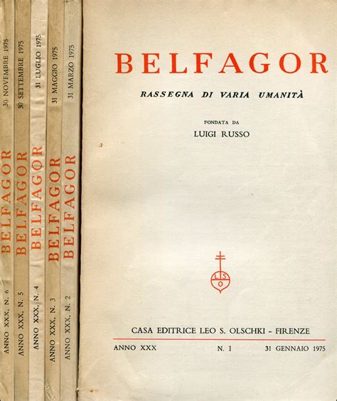 Belfagor 1975 Anno Xxx Rassegna Bimestrale 6 Fascicoli Annata