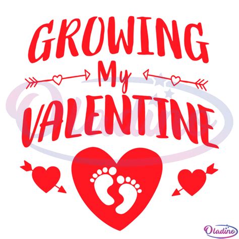 Growing My Valentine Baby Footprint SVG Digital File