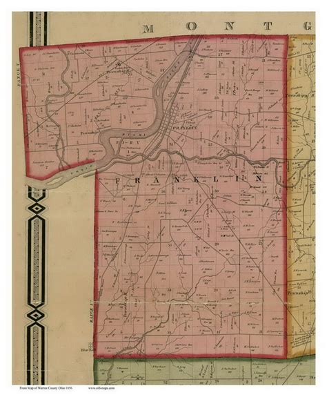Franklin Ohio 1856 Old Town Map Custom Print Warren Co Old Maps