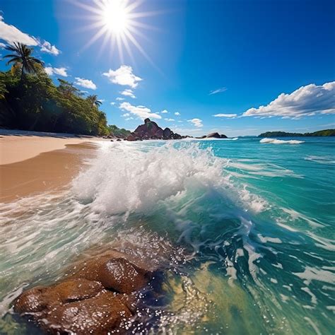 Premium Ai Image Aesthetic Refreshing Tropical Beach View Of Sunset