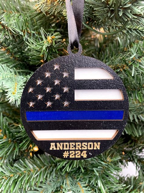 Thin Blue Line Ornament Personalized Police Ornament Etsy