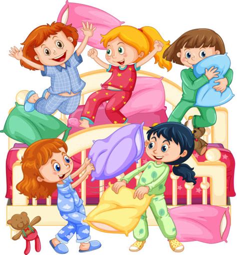 clip art of a slumber party illustrations royalty free vector graphics and clip art istock