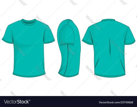 Turquoise T Shirt Template In Front Side And Back Vector Image